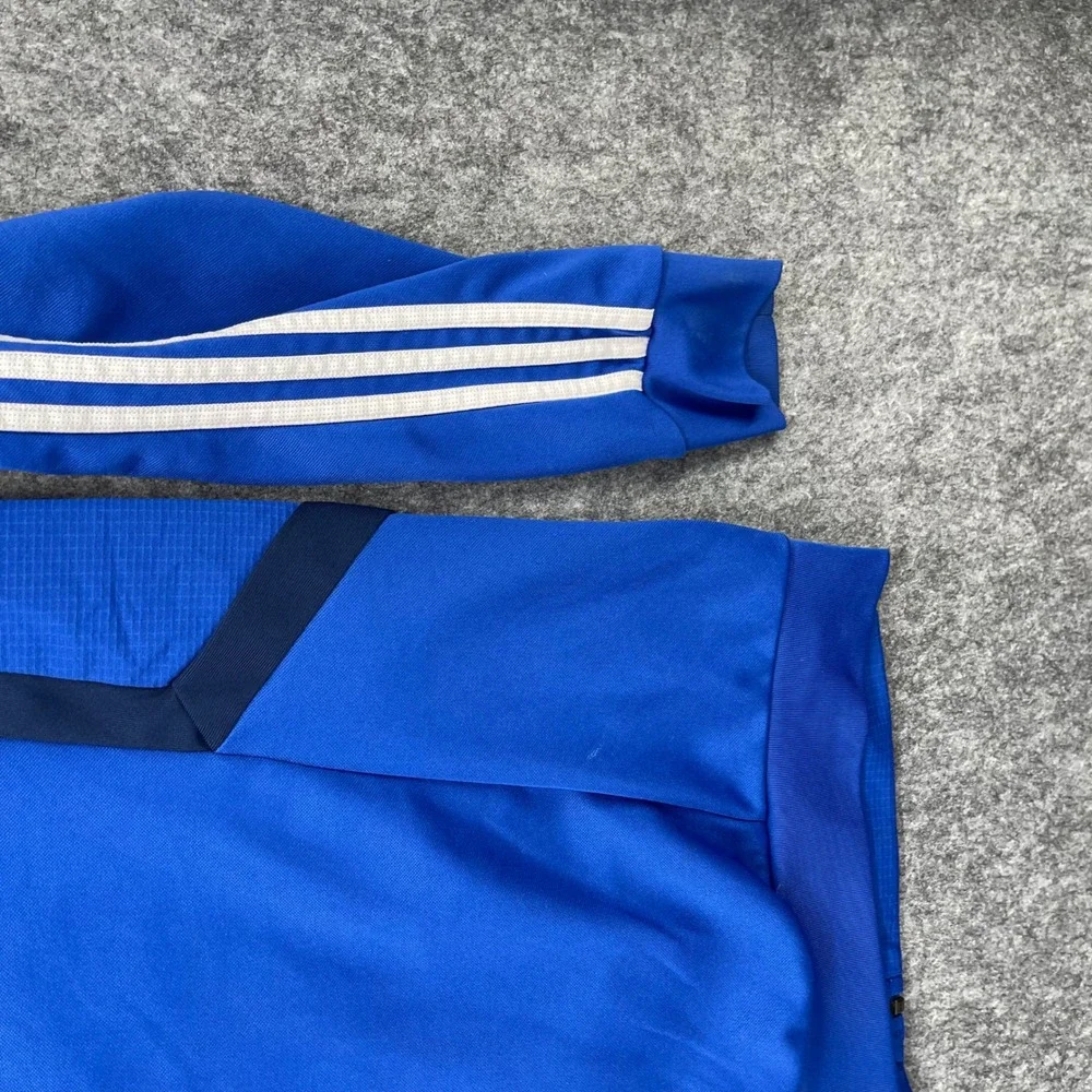 Adidas Track Jacket Mens Medium Climalite Blue Soccer Full Zip Stripe